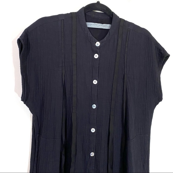 Raquel Allegra Button Front Gauze Midi Dress 0 - Picture 3 of 8